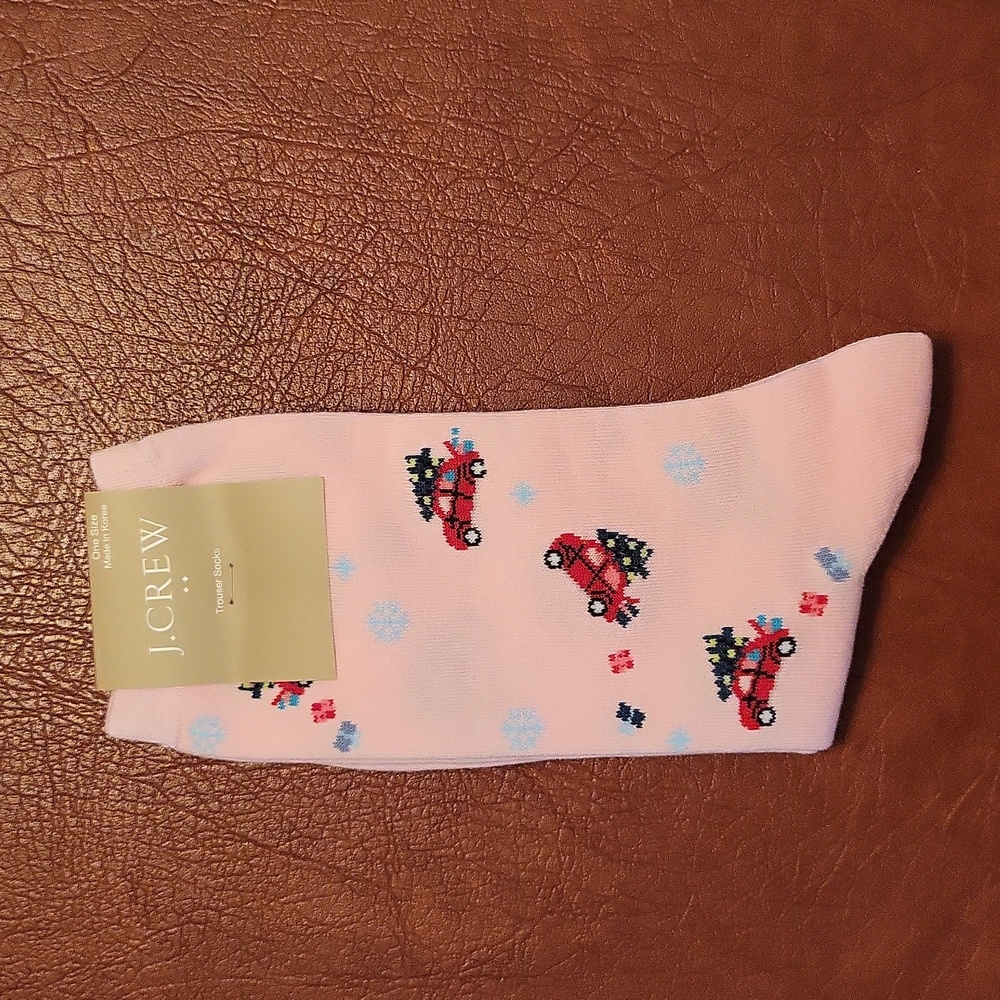 J. Crew Cars With Tree On Roof Holiday Themed Socks, New With Tags